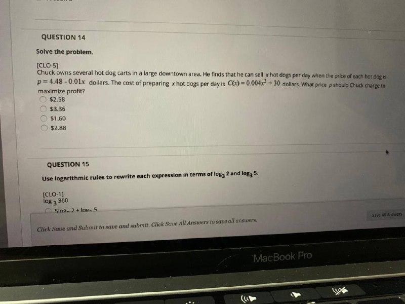 Solved QUESTION 14 Solve the problem. [CLO-5] Chuck owns | Chegg.com