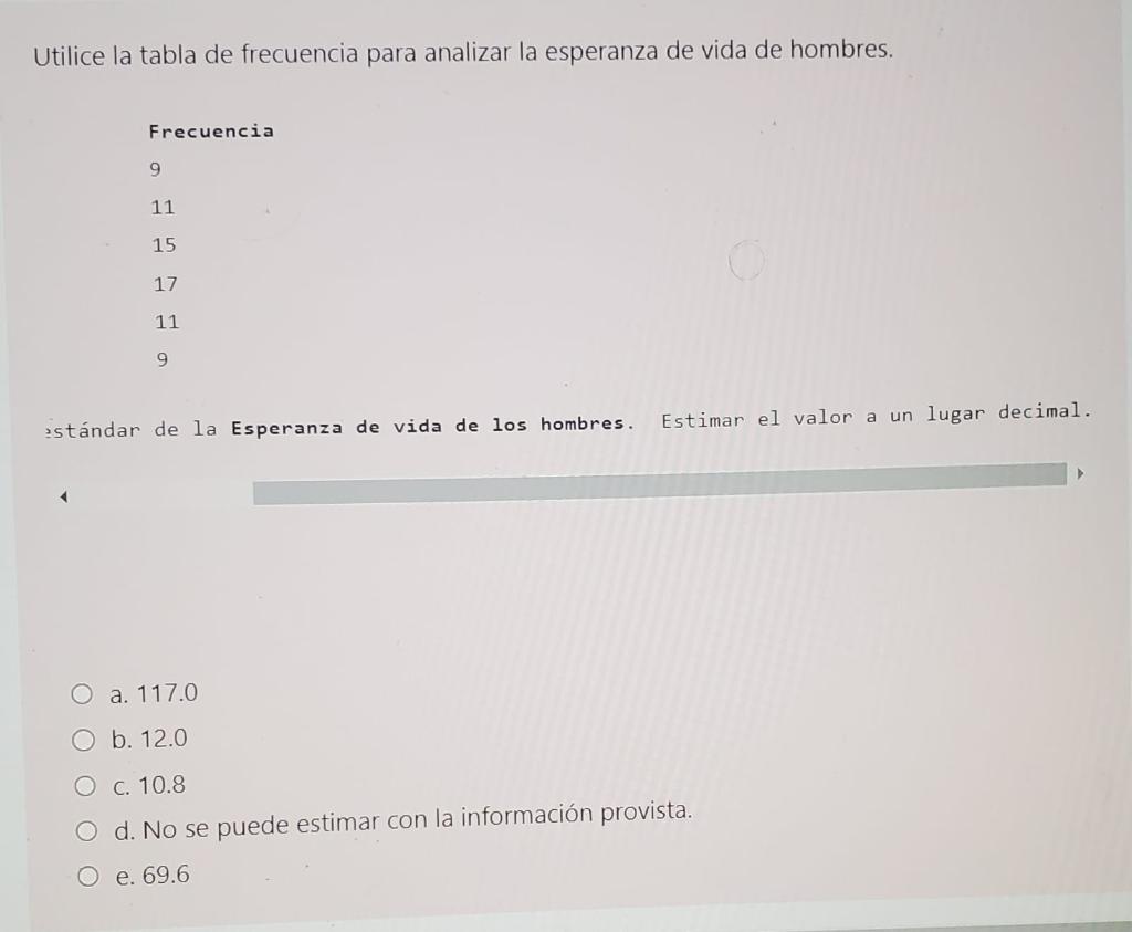 Utilice la tabla de frecuencia para analizar la esperanza de vida de hombres. zstándar de la Esperanza de vida de los hombres