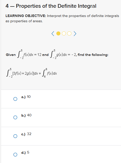 Solved 4 - Properties of the Definite Integral LEARNING | Chegg.com