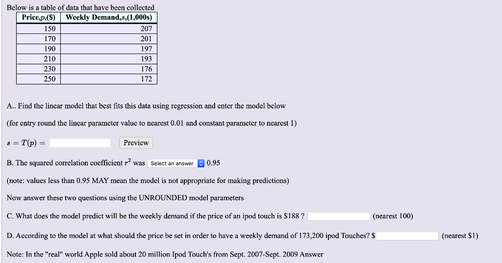 Solved Below is a table of data that have been collected | Chegg.com