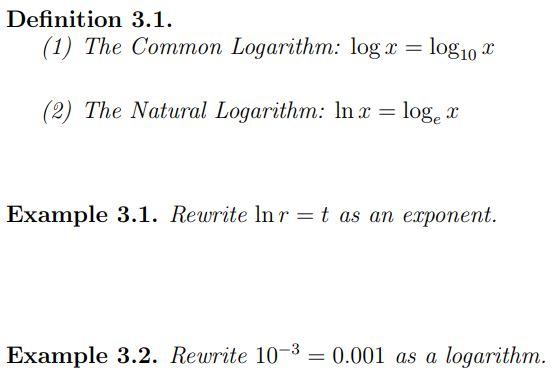Example Of Natural Logarithm
