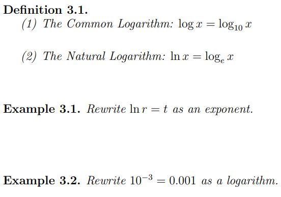 example of natural logarithm