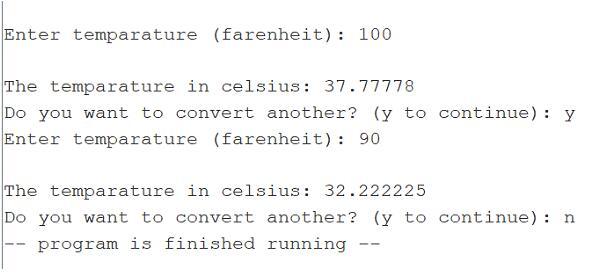 SOLVED: Using Scilab Please use a for-loop and mprintf() to write a Scilab  program to convert temperature from Fahrenheit to Celsius from 0 to 300  with a step size of 20. The