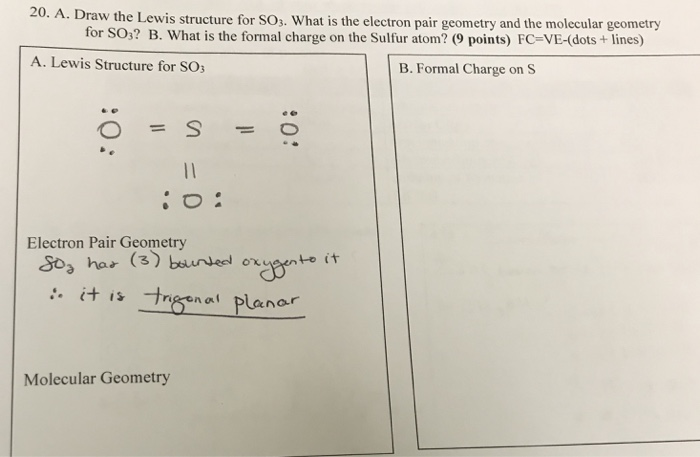 Solved 20. A. Draw the Lewis structure for SOs. What is the | Chegg.com