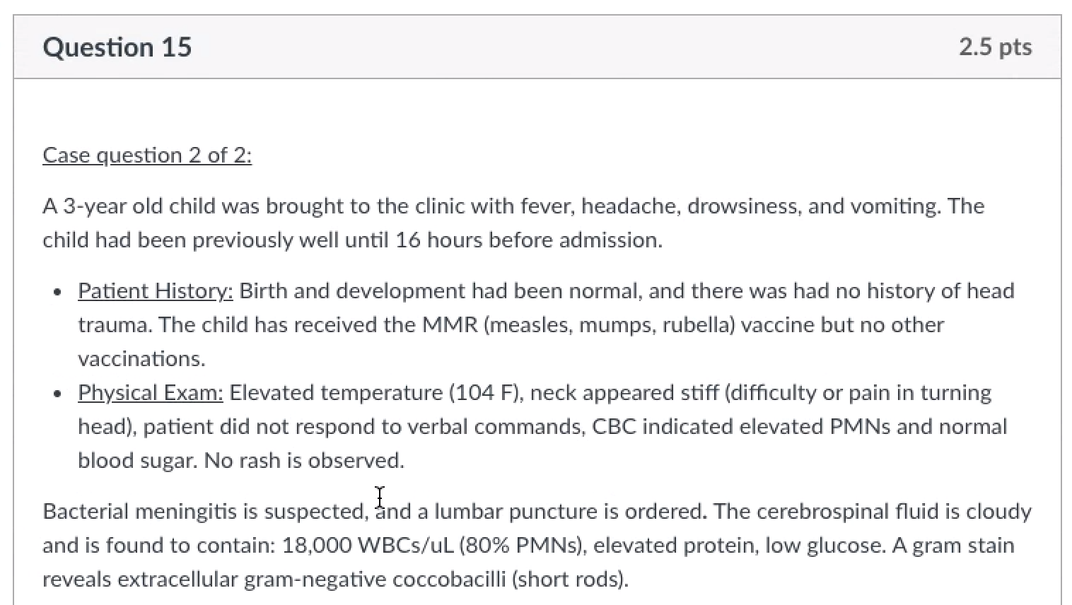 Solved Question 15 2.5 pts Case question 2 of 2: A 3-year | Chegg.com