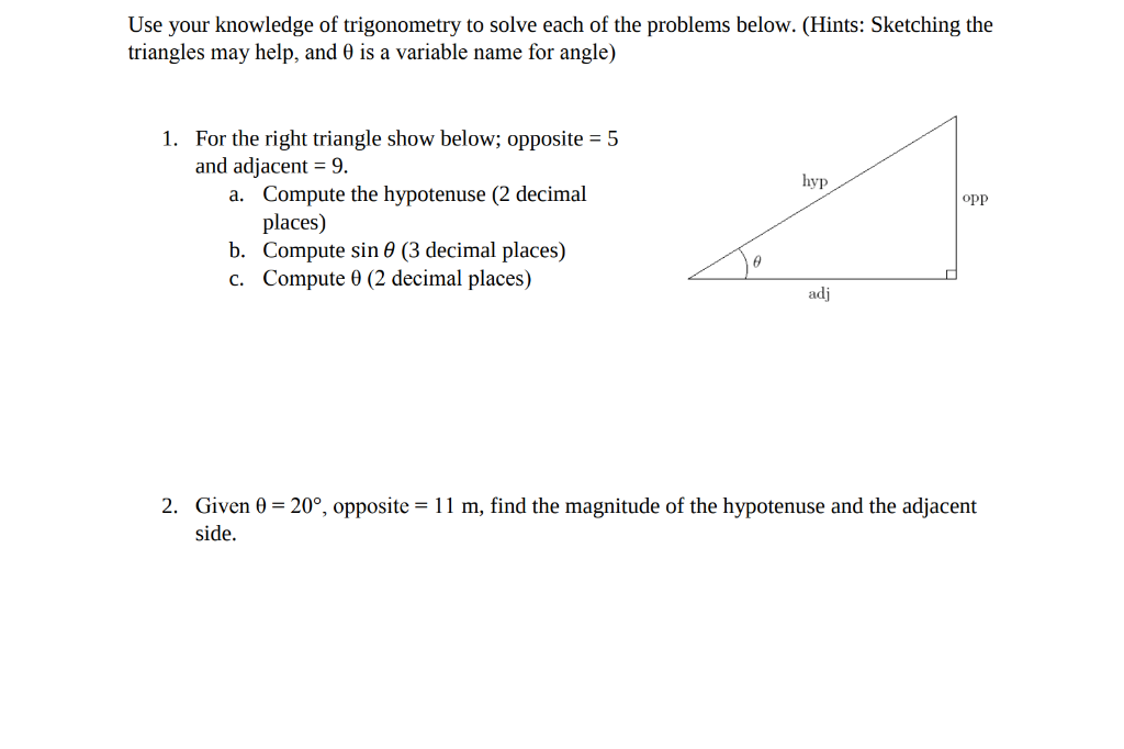 Solved Use your knowledge of trigonometry to solve each of | Chegg.com