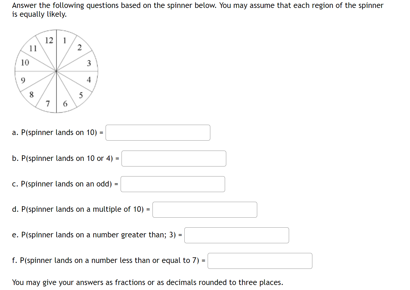 Solved Answer the following questions based on the spinner | Chegg.com