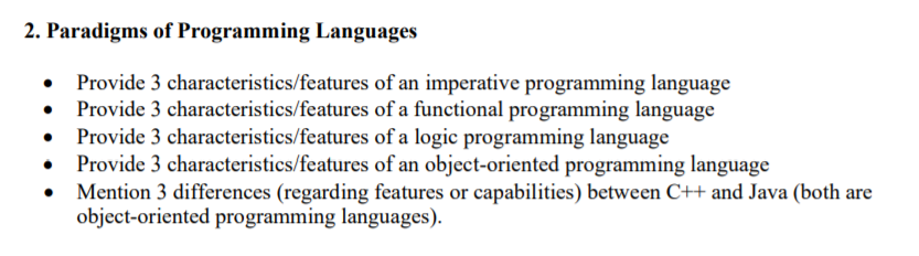 Solved 2. Paradigms of Programming Languages Provide 3 | Chegg.com