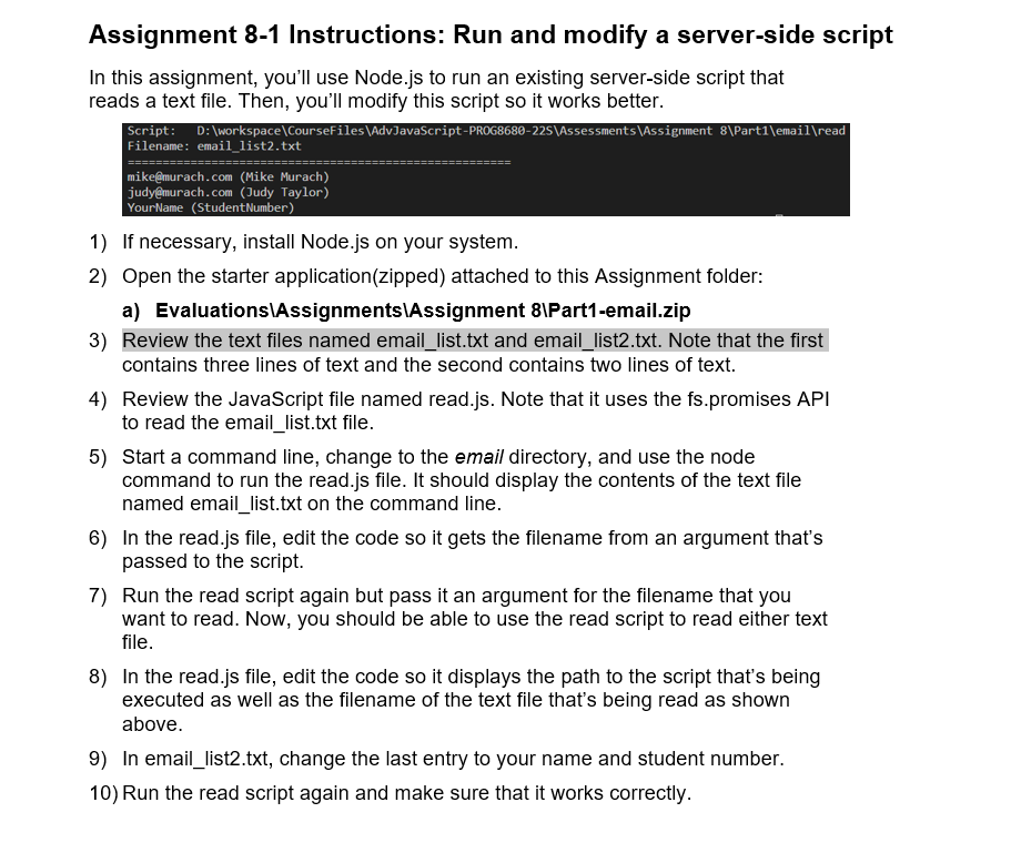 8 1 assignment next steps