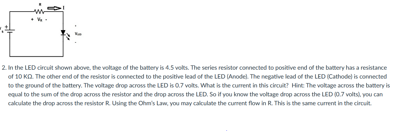 Solved In the LED circuit shown above, the voltage of the | Chegg.com