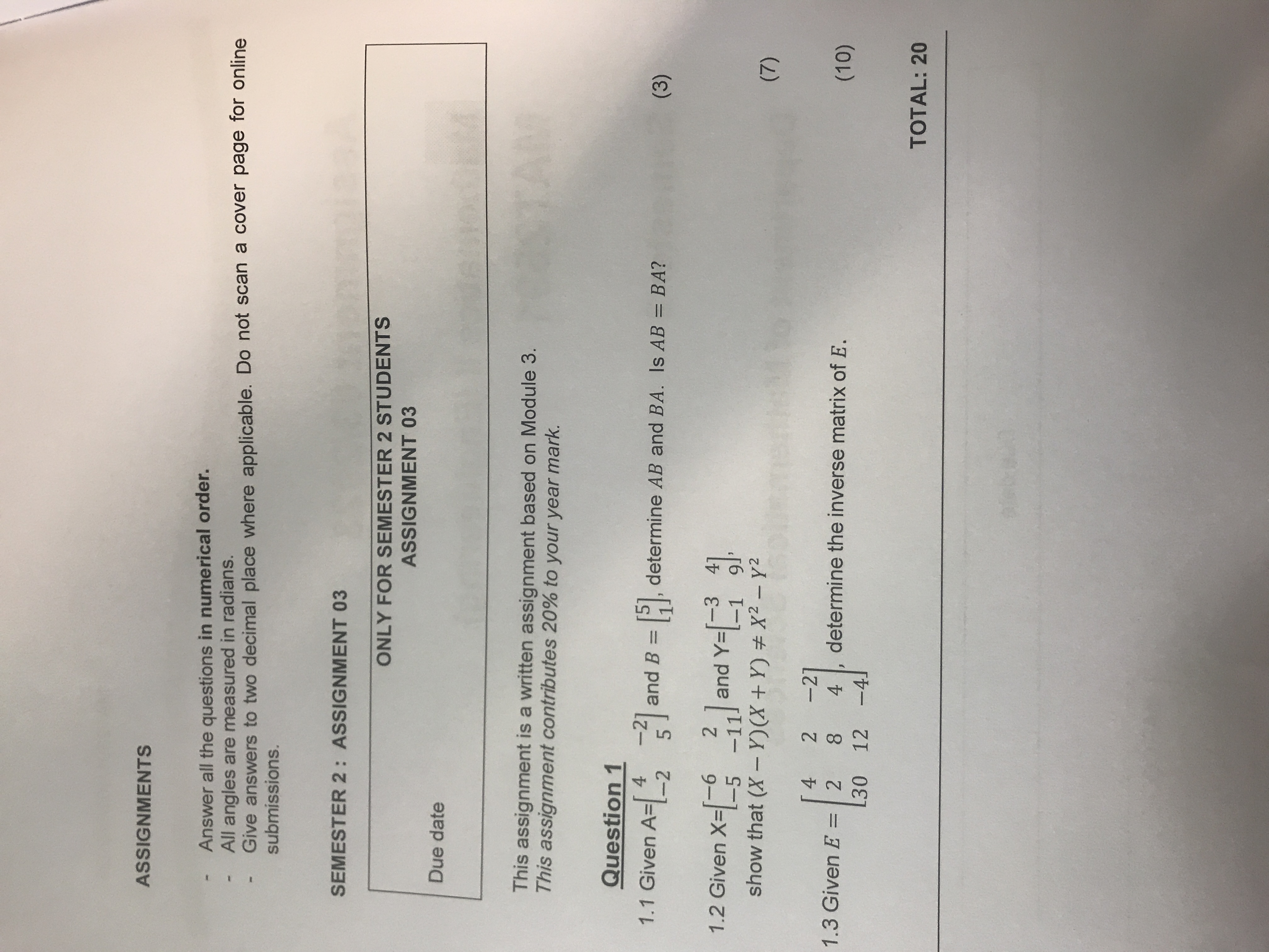 student assignment answers