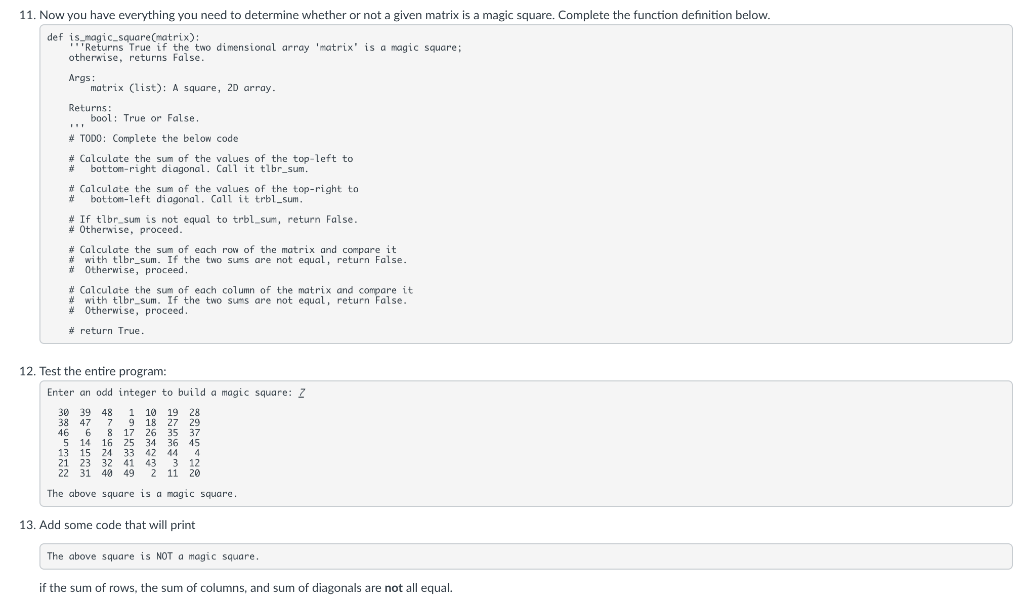 Solved Part B: Verify magic squares In this part of the lab, | Chegg.com