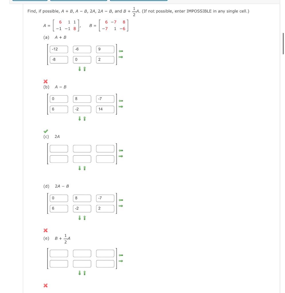 Solved Find, If Possible, A + B, A - B, 2A, 2A - B, And B + | Chegg.com