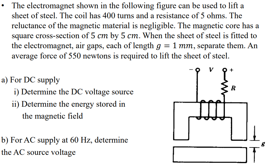 Solved The Electromagnet Shown In The Following Figure Can | Chegg.com