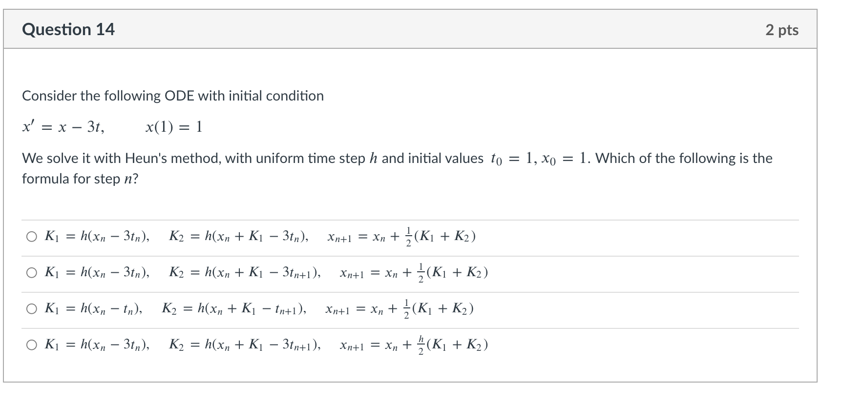 Solved Question 14 2 pts Consider the following ODE with | Chegg.com
