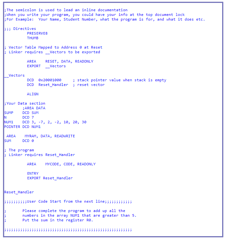 Solved Write an ARM assembly language program AddGT.s to add | Chegg.com