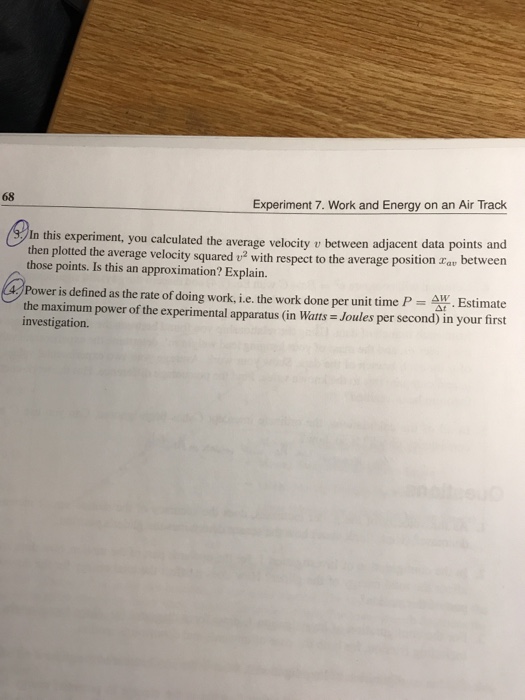 experiment 7 work and energy on an air track