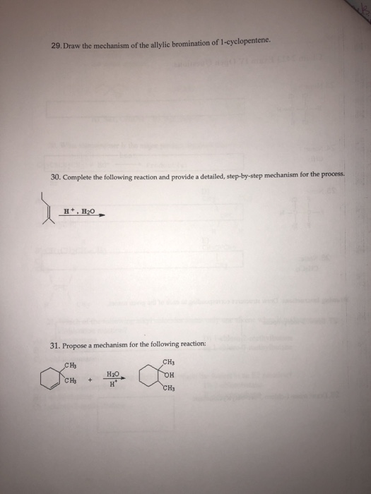 Solved 29. Draw the mechanism of the allylic bromination of | Chegg.com