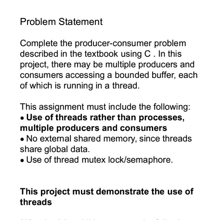 Solved Problem Statement Complete The Producer-consumer | Chegg.com