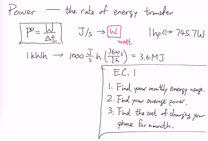 Power The Rate Of Energy Transfer P W At J S W I Chegg Com