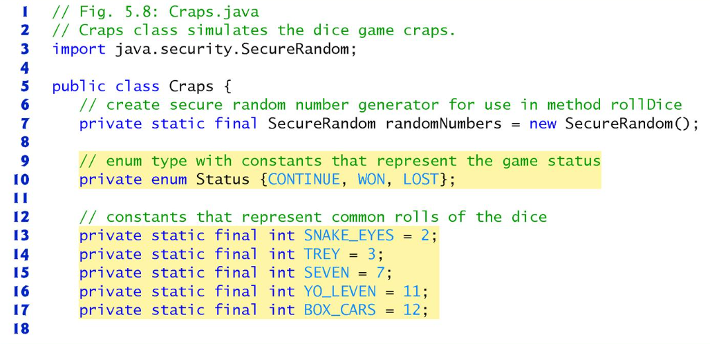 // Fig. 5.8: Craps.java // Craps class simulates the | Chegg.com