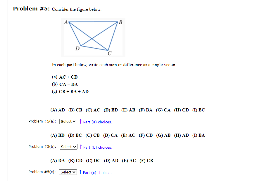 Solved Problem #5: Consider the figure below. B D In each | Chegg.com