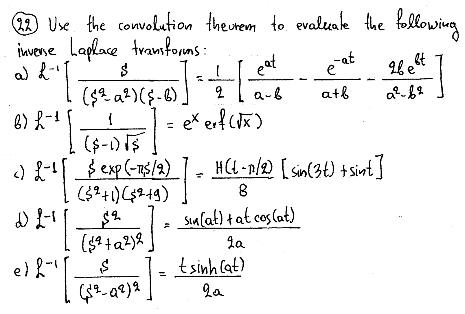 Solved (22) Use the convolution theurem to evaluate the | Chegg.com