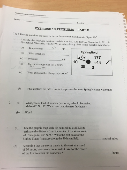 Solved Physical Geography Laboratory Manual Section EXERCISE