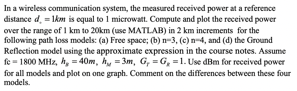 In a wireless communication system, the measured | Chegg.com