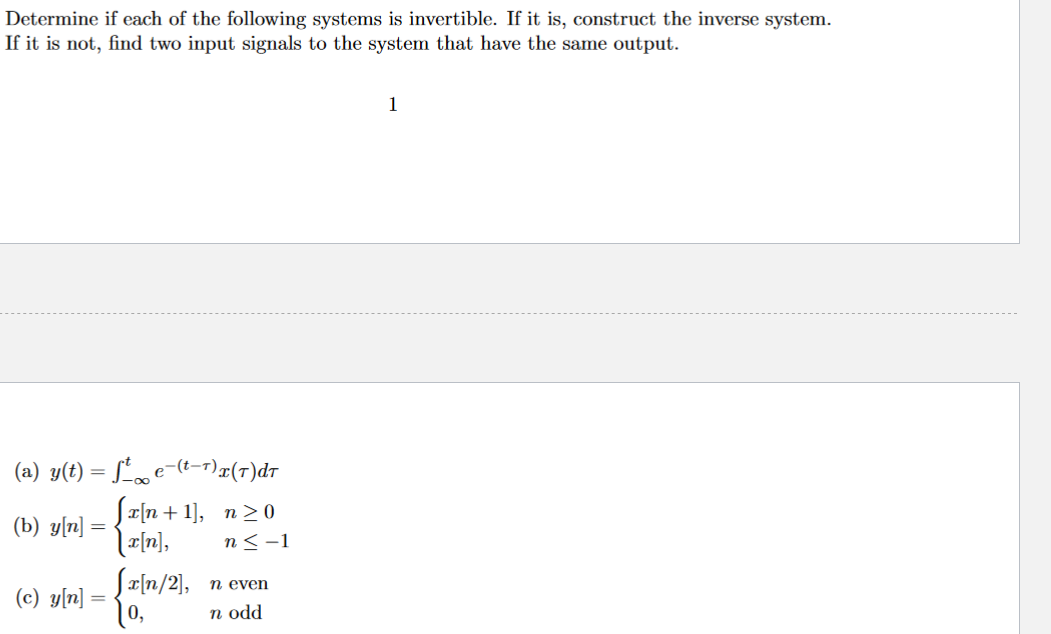 Solved Determine if each of the following systems is | Chegg.com