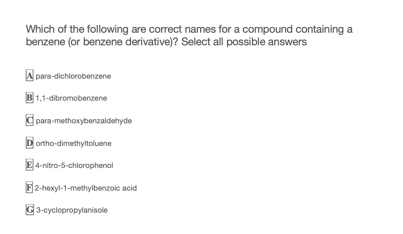 Solved Which Of The Following Are Correct Names For A Chegg