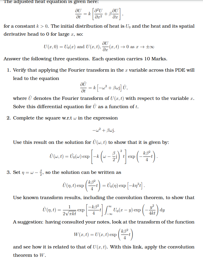 Solved Au The Adjusted Heat Equation Is Given Here K Au Chegg Com