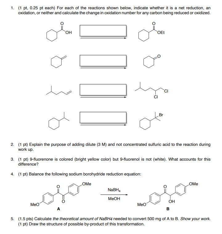 Solved 1. (1 pt, 0.25 pt each) For each of the reactions | Chegg.com