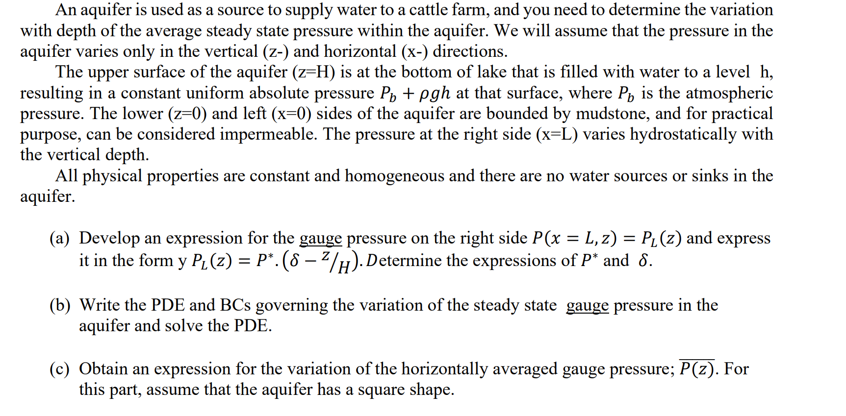 Solved An aquifer is used as a source to supply water to a | Chegg.com
