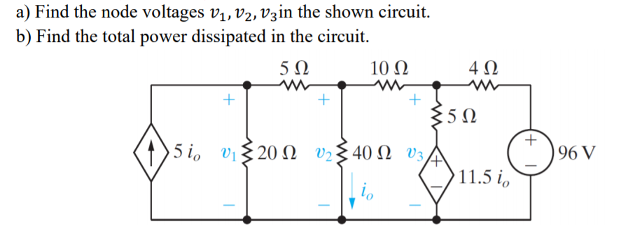 Solved a) Find the node voltages V1, V2, V3 in the shown | Chegg.com