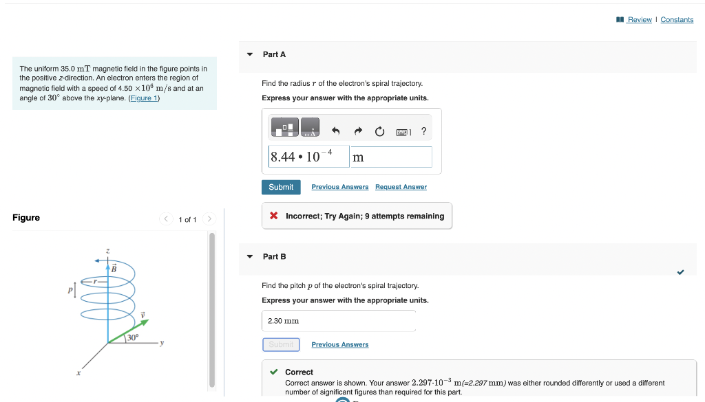 Solved The uniform 35.0mT field in the figure