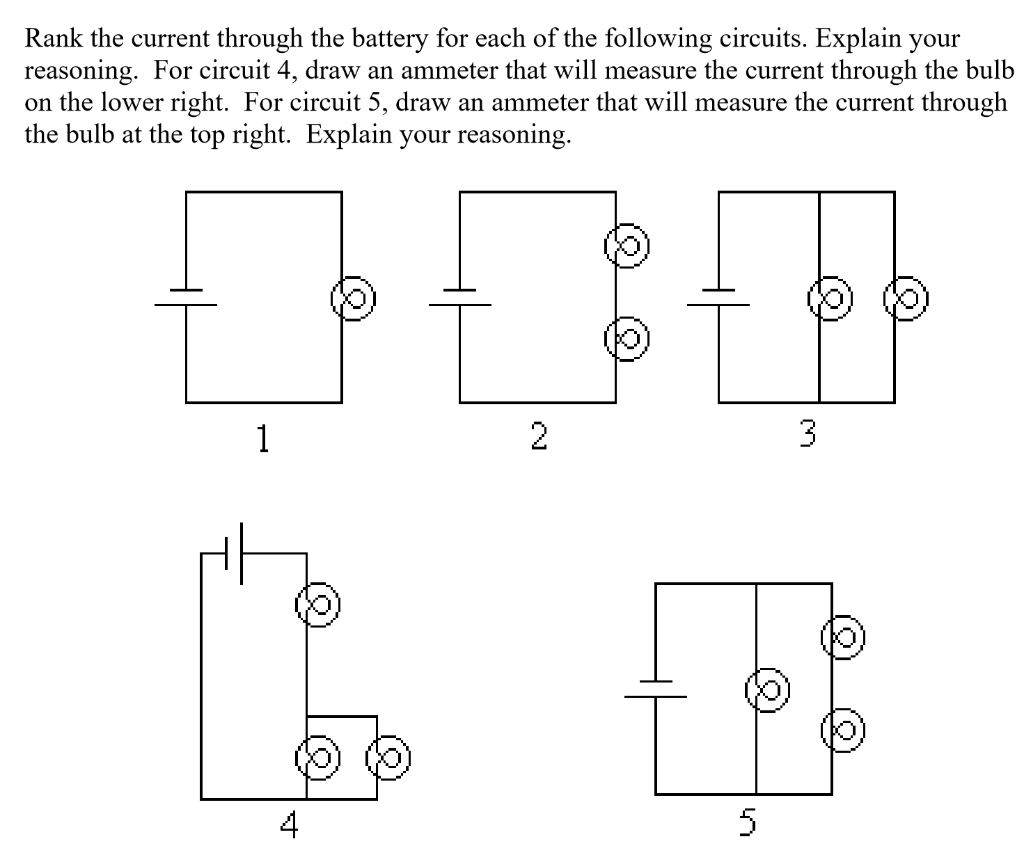 Solved Rank the current through the battery for each of the