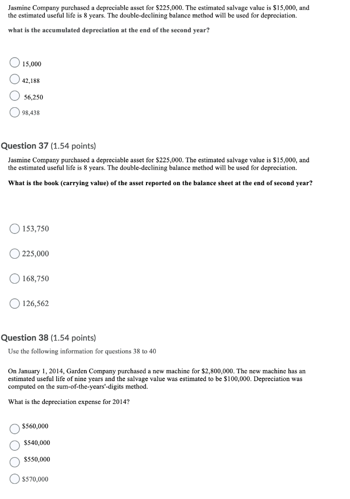 Solved Jasmine Company purchased a depreciable asset for
