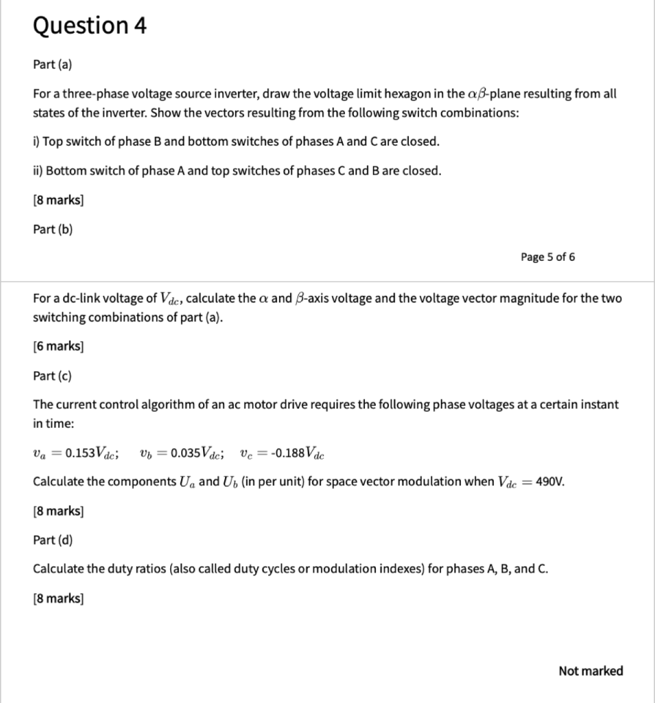 Solved Question 4 Part (a) For a three-phase voltage source | Chegg.com