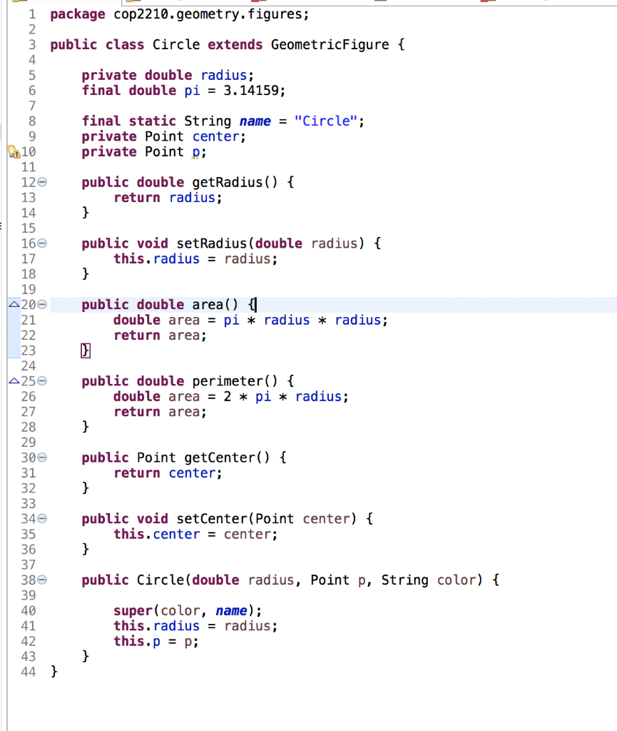 Modify the figure class Circle to allow the length of | Chegg.com