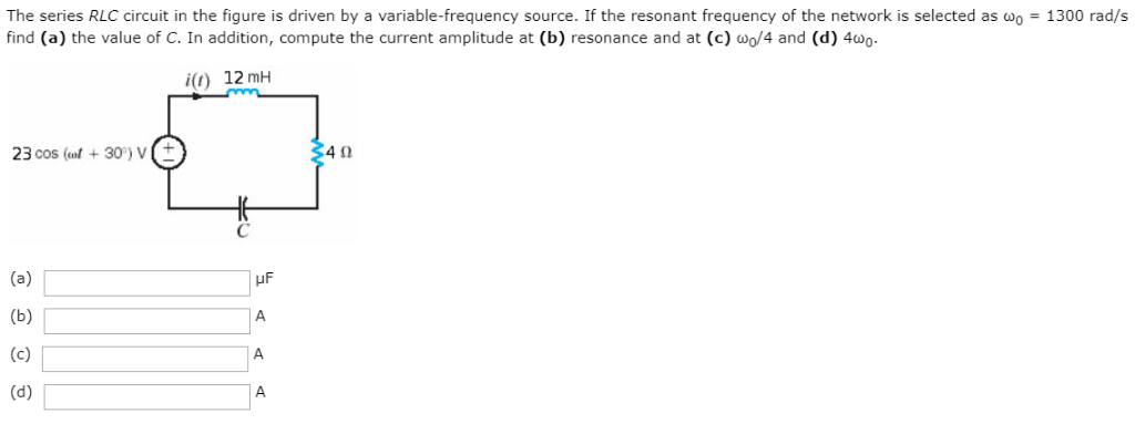 Solved The series RLC circuit in the figure is driven by a | Chegg.com