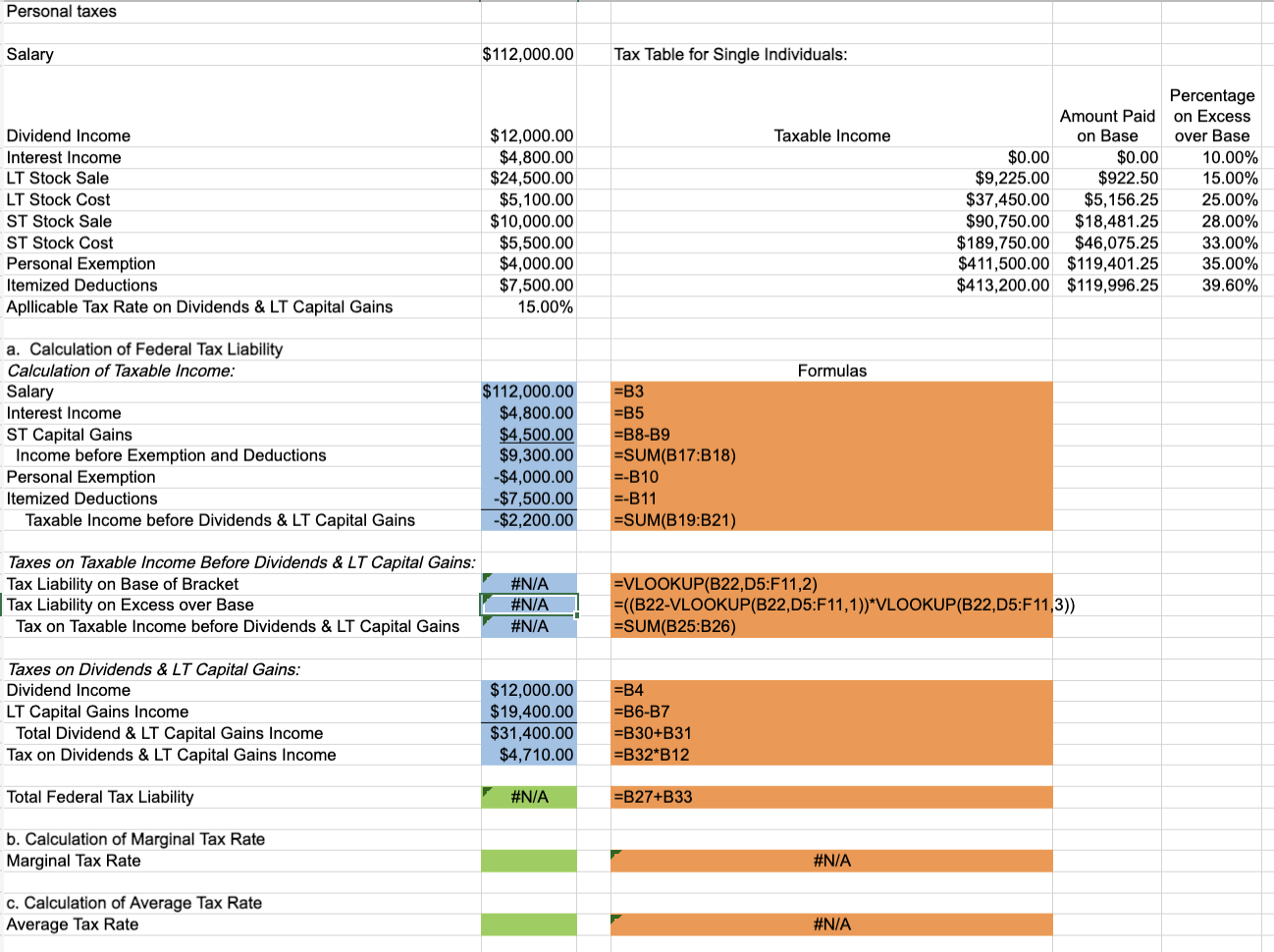 Solved Personal taxes Salary $112,000.00 Tax Table for | Chegg.com