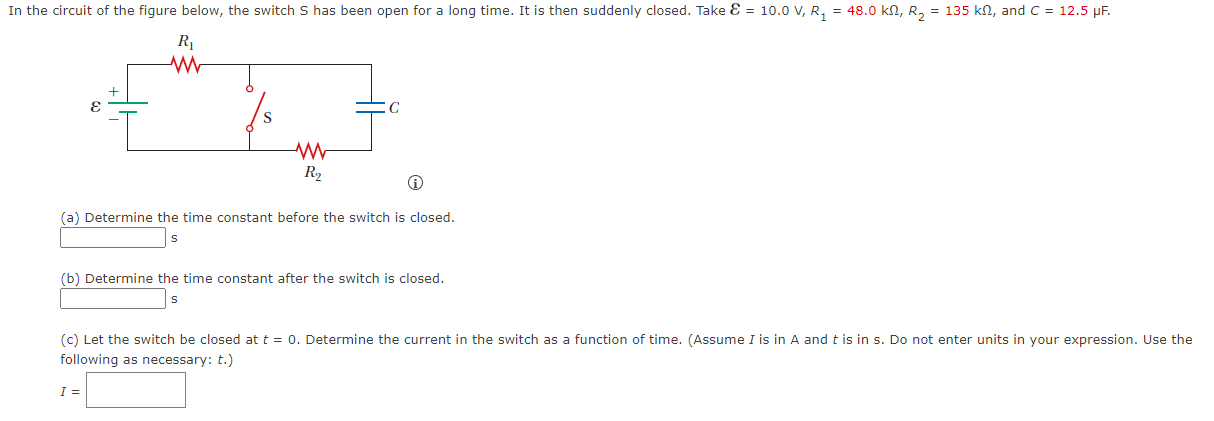 Solved The Circuit Of The Figure Below, The Switch S Has | Chegg.com