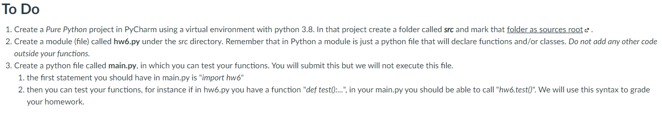 To Do 1. Create a Pure Python project in PyCharm | Chegg.com