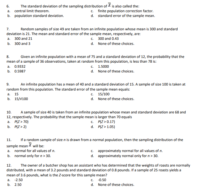 Solved Multiple Choice. Select the best response A standard