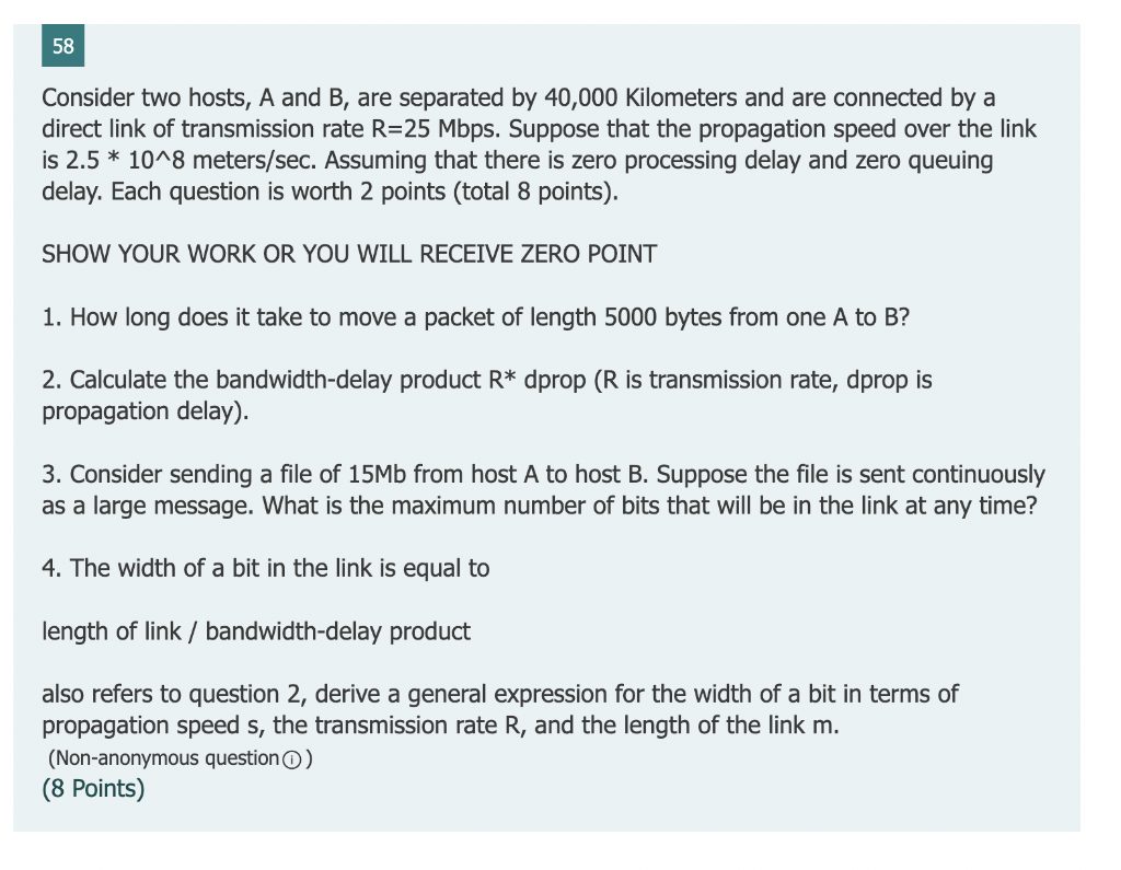 Solved 58 Consider Two Hosts, A And B, Are Separated By | Chegg.com