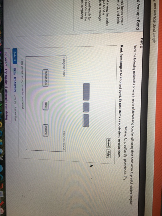 Solved Rank the following series of molecules or ions in | Chegg.com