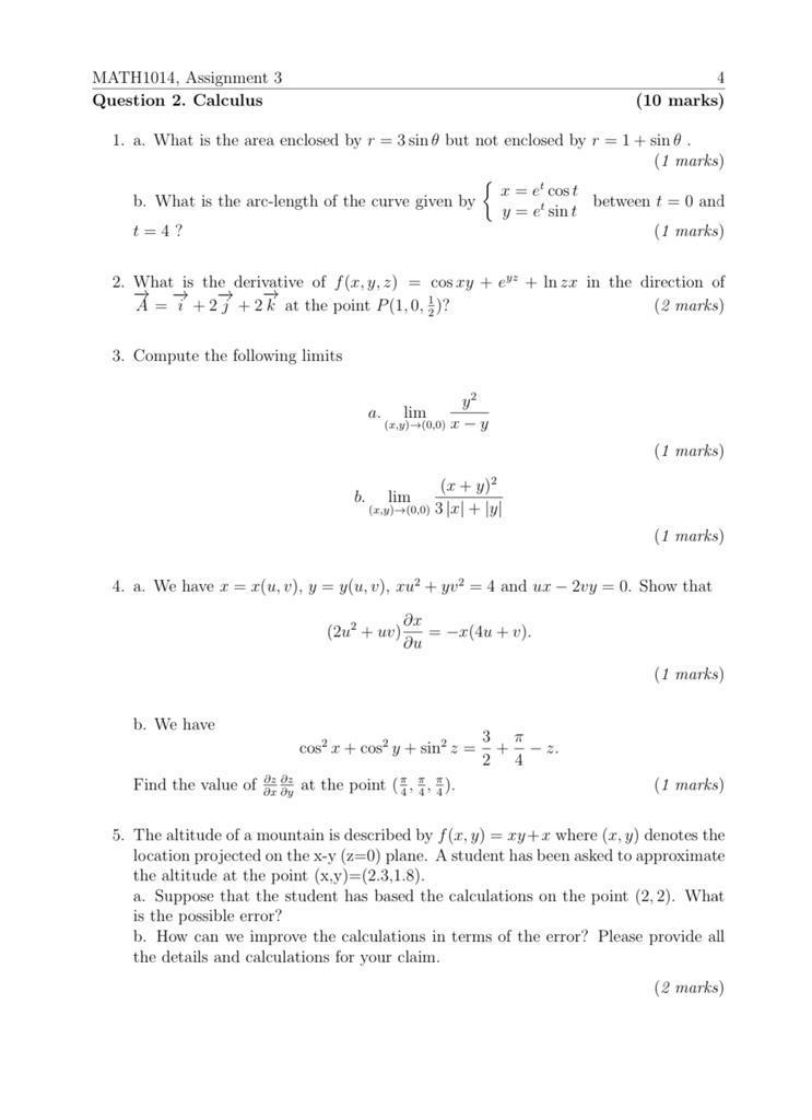 Solved MATH1014 Mathematics and Applications 2 Assignment 3 | Chegg.com