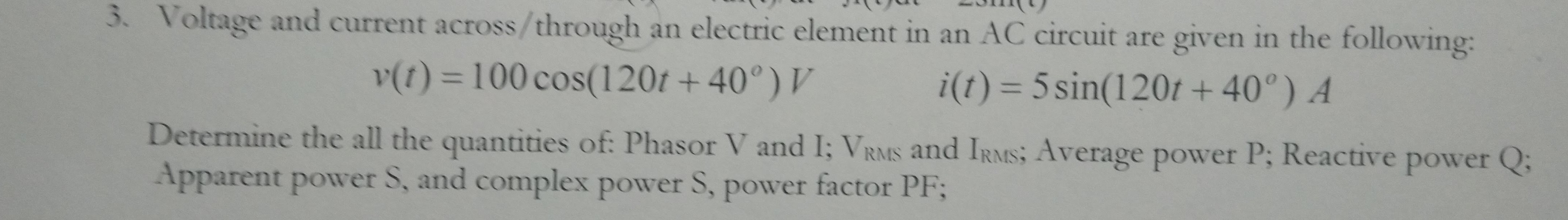 Solved 3. Voltage and current across through an electric | Chegg.com