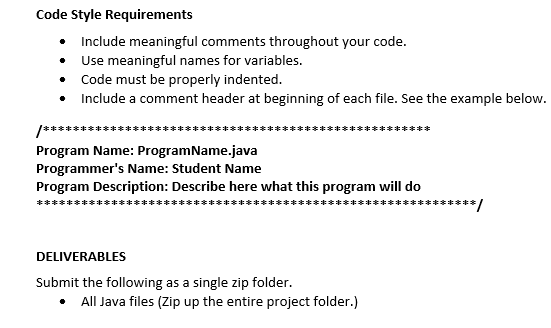 Solved • Create a class in Java with appropriate methods. | Chegg.com
